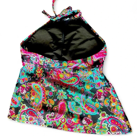 Ocean Avenue Tankini Top, split front with halter tie and open back size medium - Picture 3 of 6